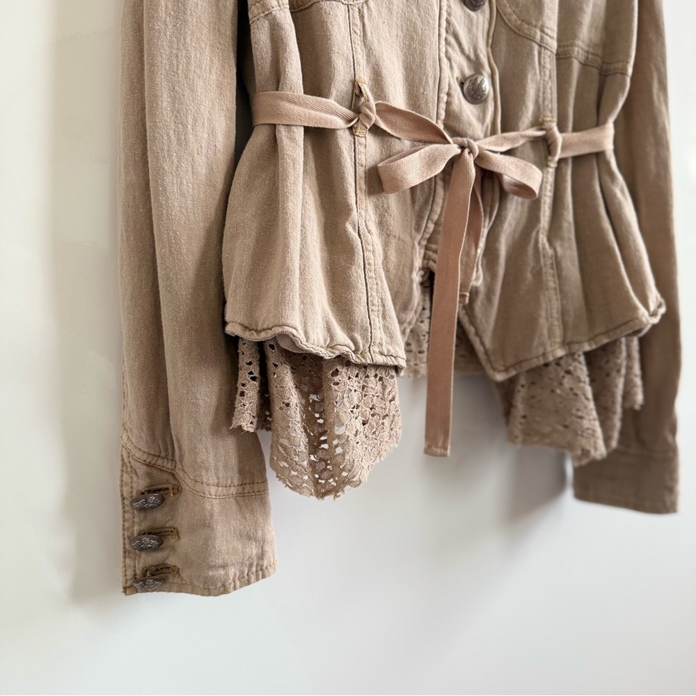 Free People Emilia Jacket Lace Trim Tie-Waist - Picture 6 of 11
